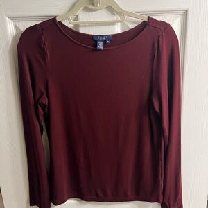 Chaps Women's Deep Red Long Sleeve Tee